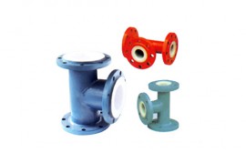三通帶(dai)灋(fa)蘭(lan)內襯PTFE(F4)或(huo)ETFE(F40)